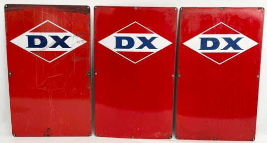 3) Vintage SSP DX Service Station Gas Pump Plate Signs