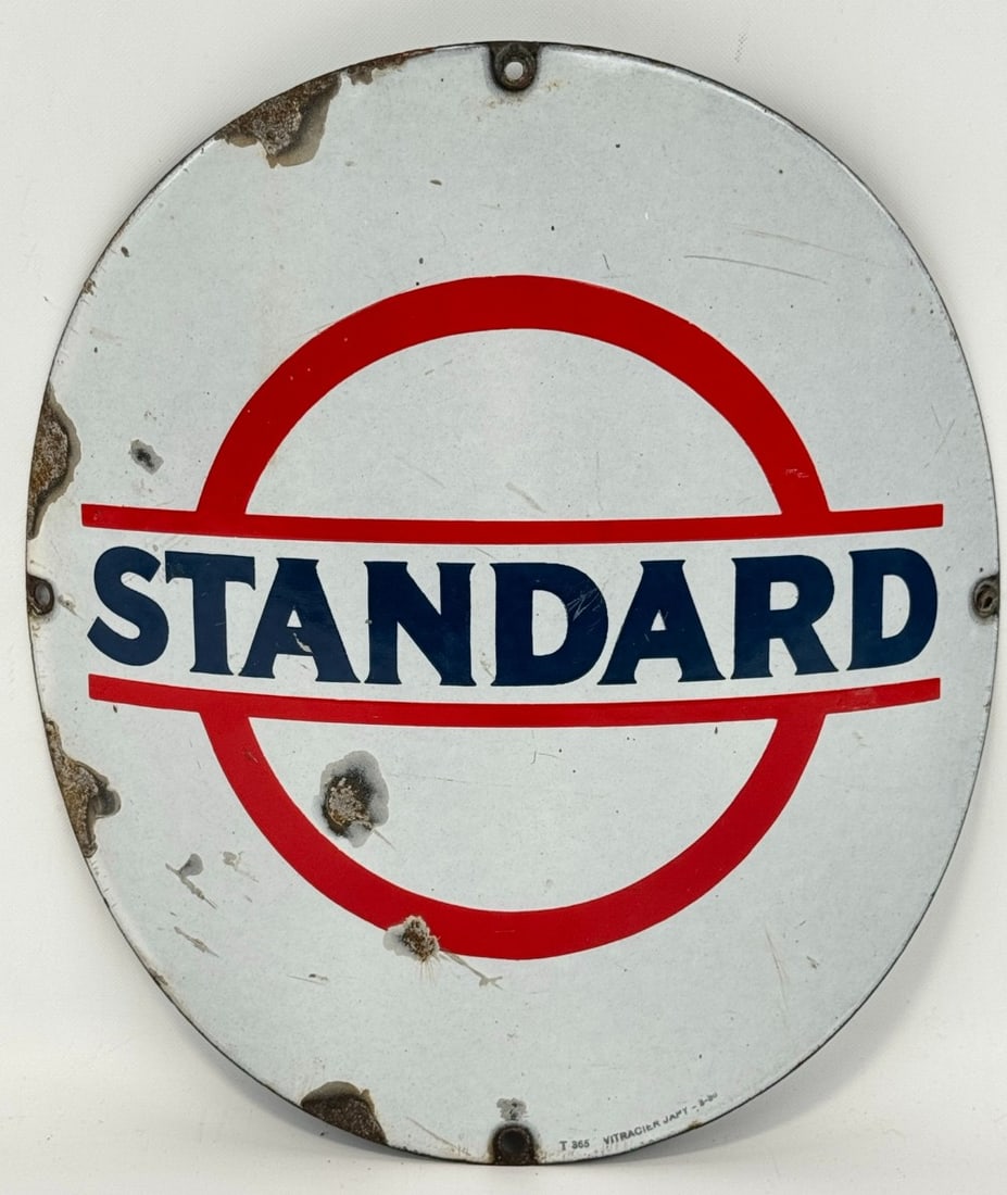 Vintage SSP Standard Oil Service Station Curved Visible Gas Pump Plate Sign (1 of 5)
