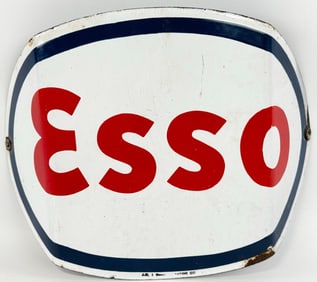 Vintage SSP Esso Service Station Curved Visible Gas Pump Plate Sign