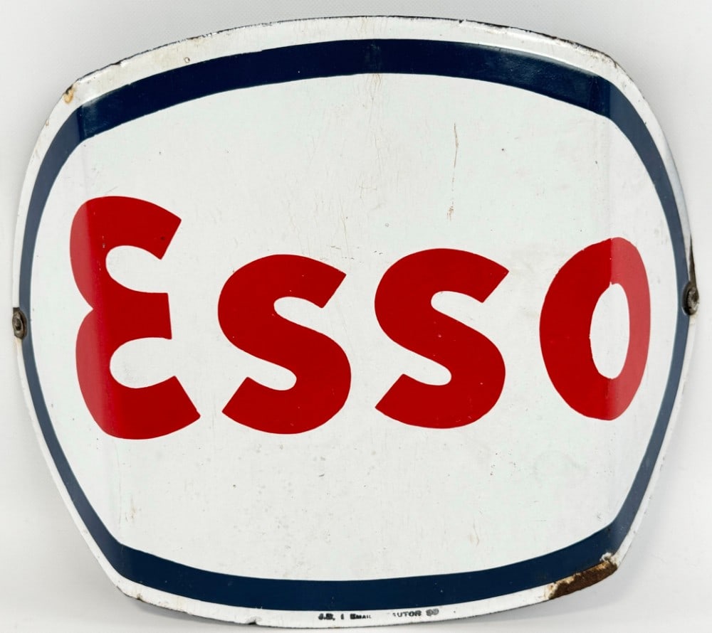 Vintage SSP Esso Service Station Curved Visible Gas Pump Plate Sign (1 of 5)