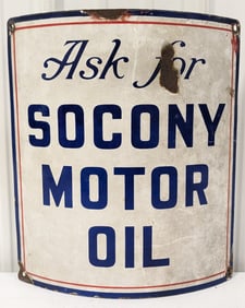 Vintage SSP SOCONY Motor Oil Curved Pump Plate