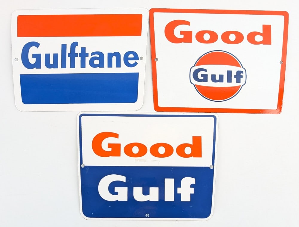 (3) SSP Good Gulf and Gulftane Pump Plate Signs (1 of 5)