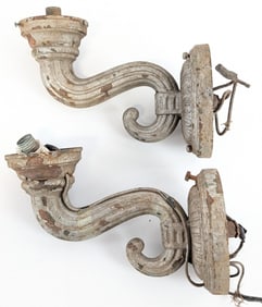 Set Of Vintage Gas Station Pump Globe Cast Iron Wall Sconces / Gas Pump Globe