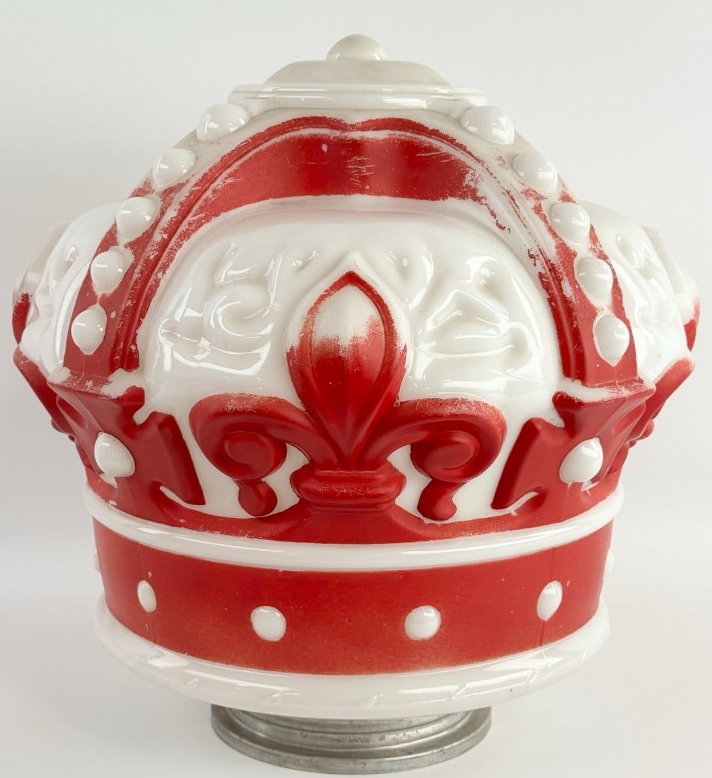 Original Vintage Standard Oil Red Crown Milk Glass Gas Pump Globe (1 of 7)