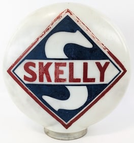 1920s Skelly Service Station Milk Glass One Piece Gas Pump Globe