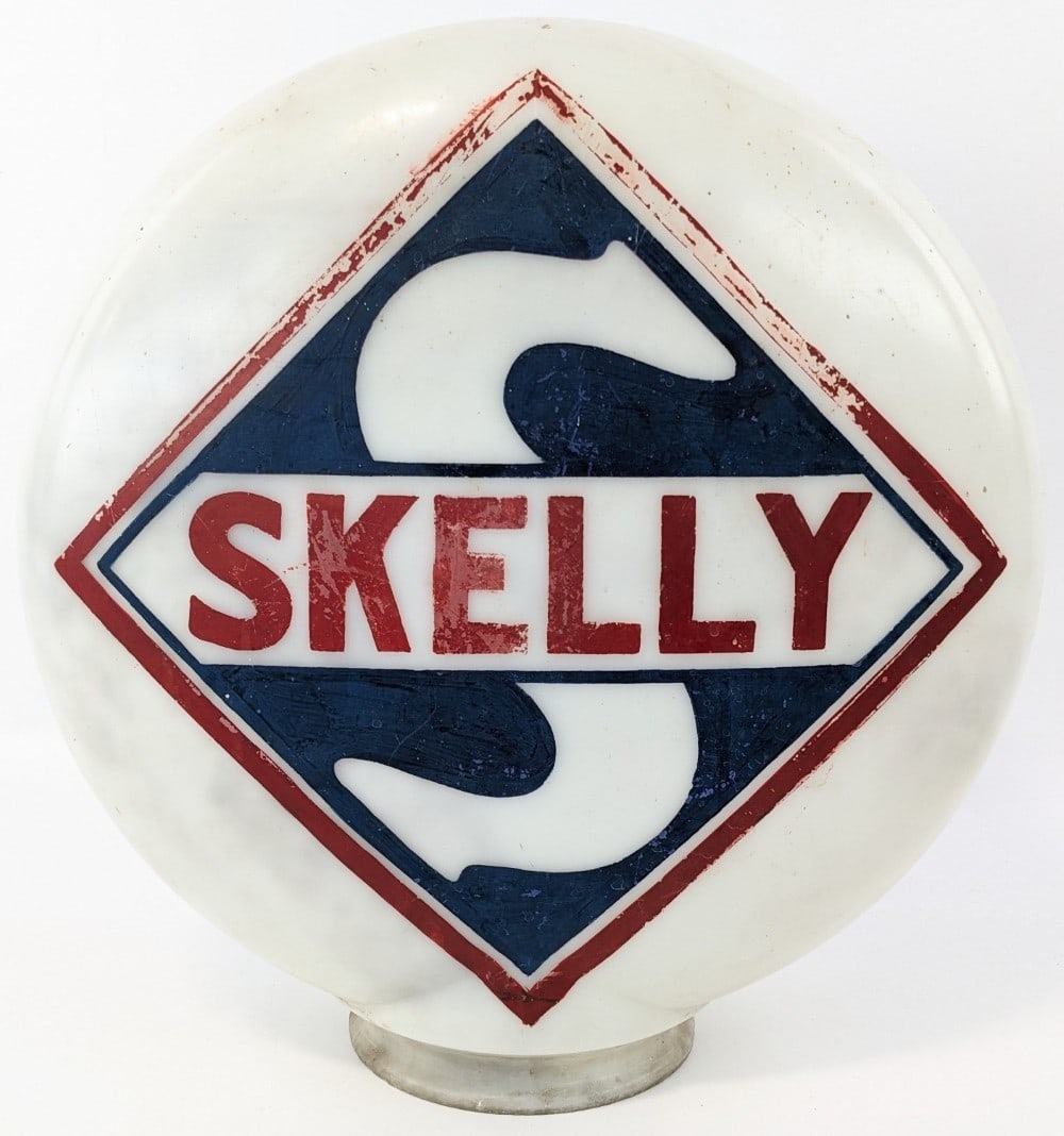 1920s Skelly Service Station Milk Glass One Piece Gas Pump Globe (1 of 11)
