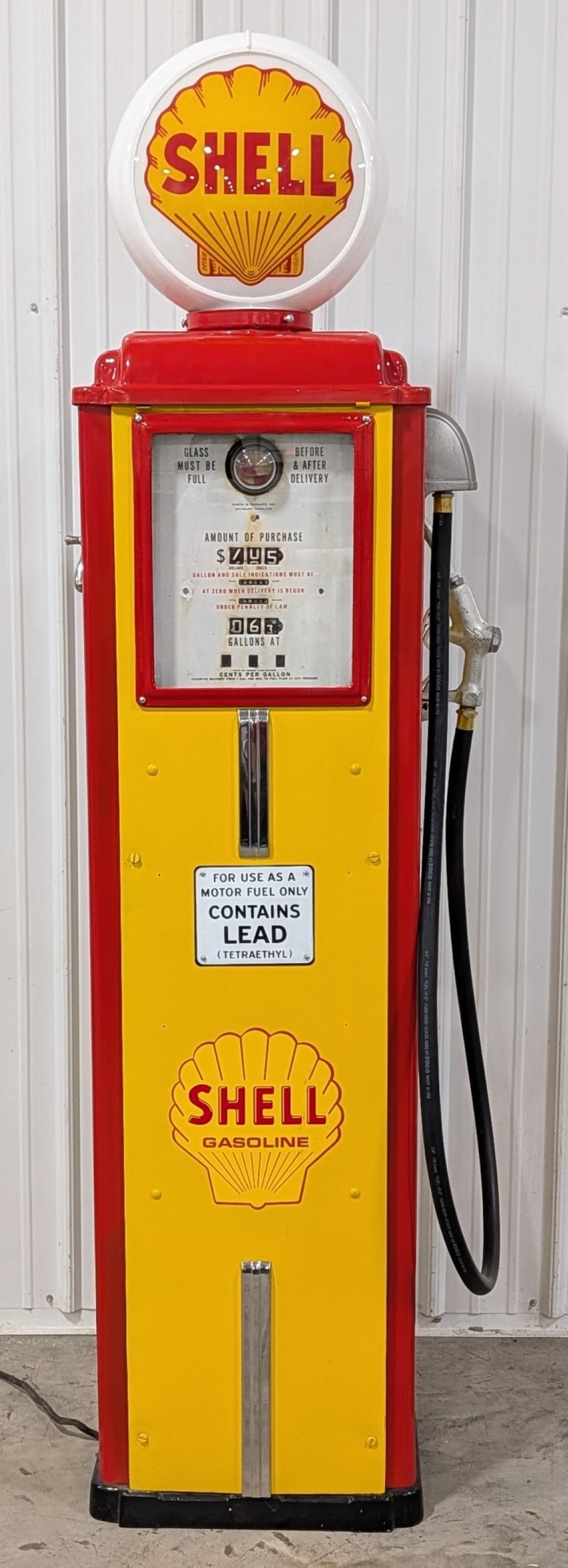 Restored Martin & Schwartz Model 70 Shell Gasoline Gas Pump (1 of 20)