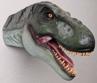 Juvenile T-Rex Tyrannosaurus Rex Dinosaur Fiberglass Shoulder Wall Mount