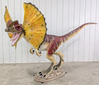 10ft Life Size Dilophosaurus Fiberglass Dinosaur Statue