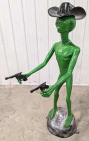 Life Size 5-1/2ft Cowboy Alien Cast Metal Statue