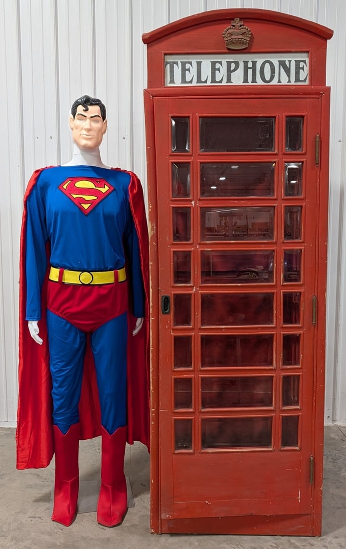 Full Size Vintage British Telephone Booth Wooden Replica w/ Superman (1 of 20)