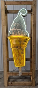 5ft Vintage SST Neon Ice Cream Cone Advertising Sign
