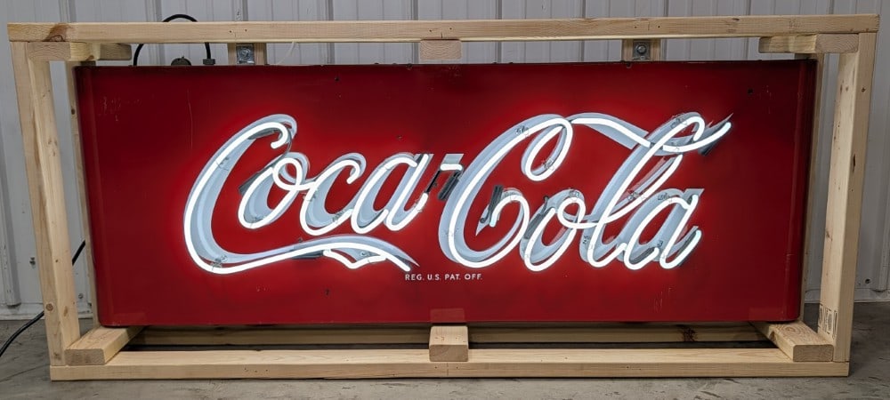 Large 5-1/2ft Vintage Coca-Cola Porcelain Neon Sled Style Sign (1 of 11)