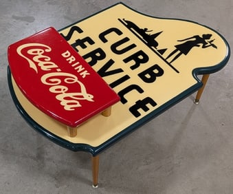 Custom Coca-Cola Curb Service Wood Side Table