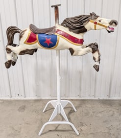 Custom Vintage Jumping Carousel Horse On Stand