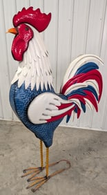 Giant 6ft Patriotic Rooster / Chicken Metal Statue