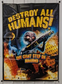 5-1/2ft Original Play Station 2 Destroy All Humans EB Games 2-Sided Banner