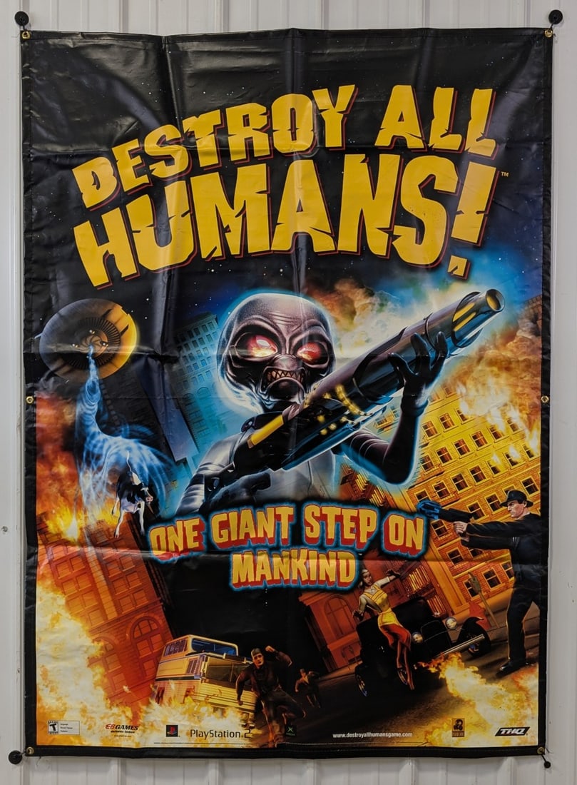 5-1/2ft Original Play Station 2 Destroy All Humans EB Games 2-Sided Banner (1 of 13)