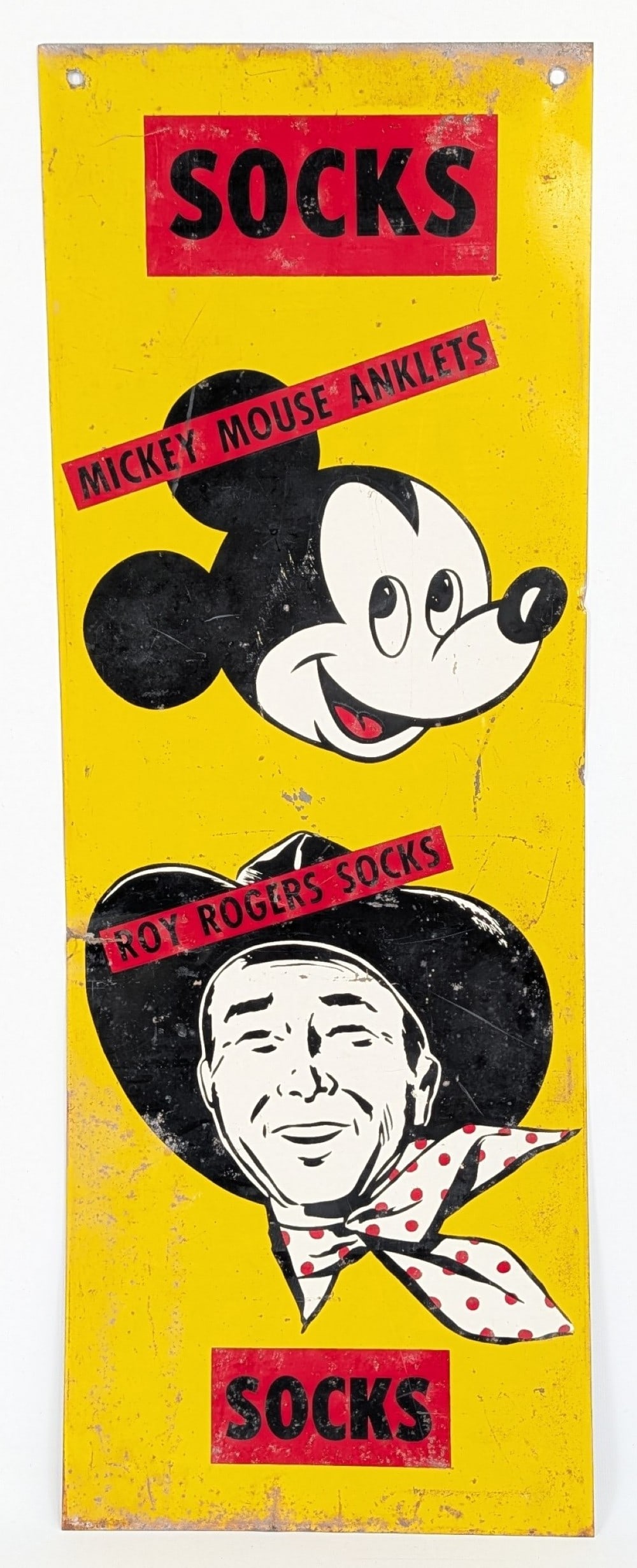 Vintage SST Mickey Mouse & Roy Rogers Socks Advertising Sign (1 of 5)