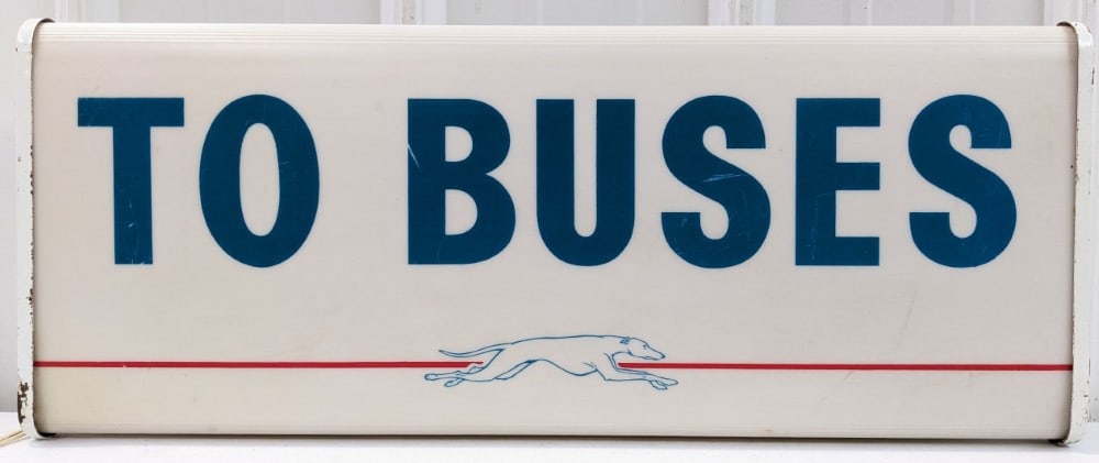Vintage Greyhound Bus Lines "To Buses" Lighted Station Sign By NPI (1 of 16)