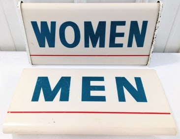 Vintage Greyhound Bus Station Womens Lighted Sign w/ Mens Insert By NPI