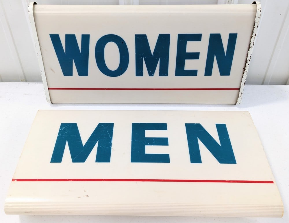 Vintage Greyhound Bus Station Womens Lighted Sign w/ Mens Insert By NPI (1 of 14)