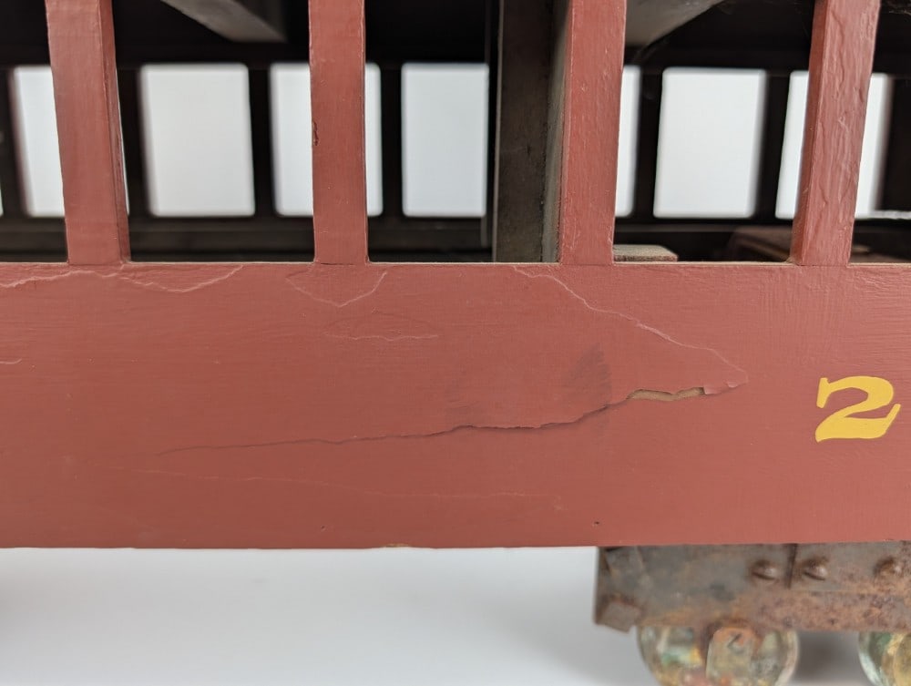 Large 31in Vintage Folk Art Pennsylvania Railroad Powered Train Car - 10