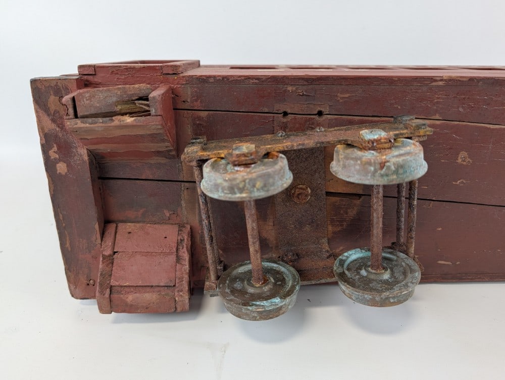 Large 31in Vintage Folk Art Pennsylvania Railroad Powered Train Car - 13