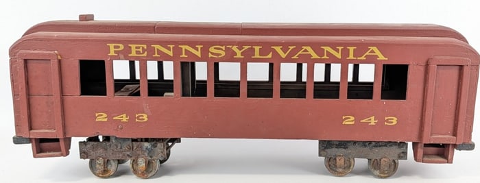 Large 31in Vintage Folk Art Pennsylvania Railroad Powered Train Car