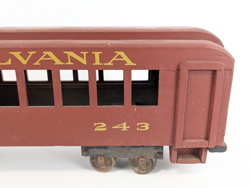 Large 31in Vintage Folk Art Pennsylvania Railroad Powered Train Car - 4