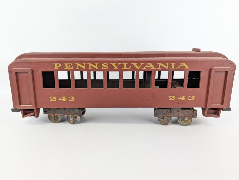 Large 31in Vintage Folk Art Pennsylvania Railroad Powered Train Car - 6