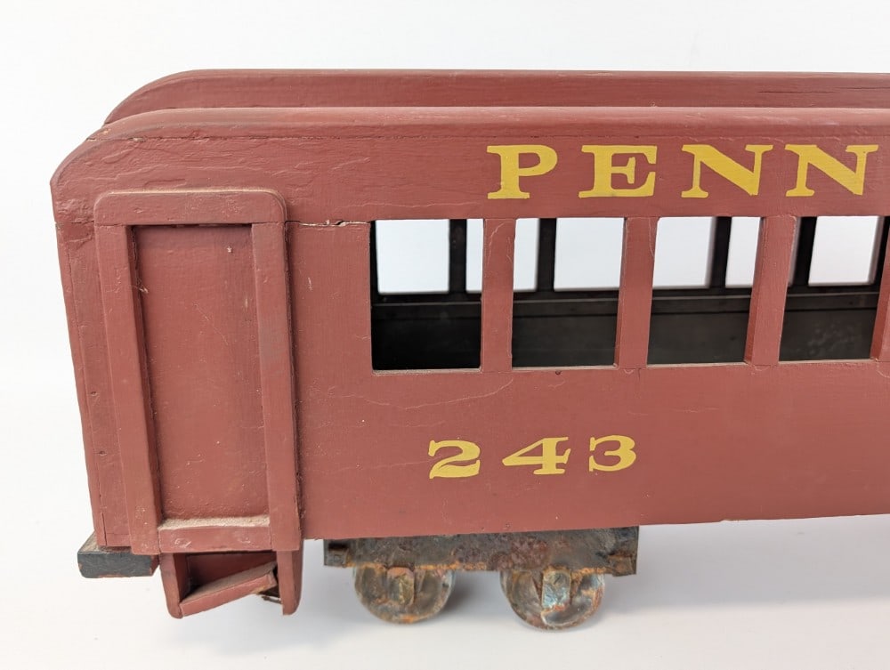 Large 31in Vintage Folk Art Pennsylvania Railroad Powered Train Car - 9