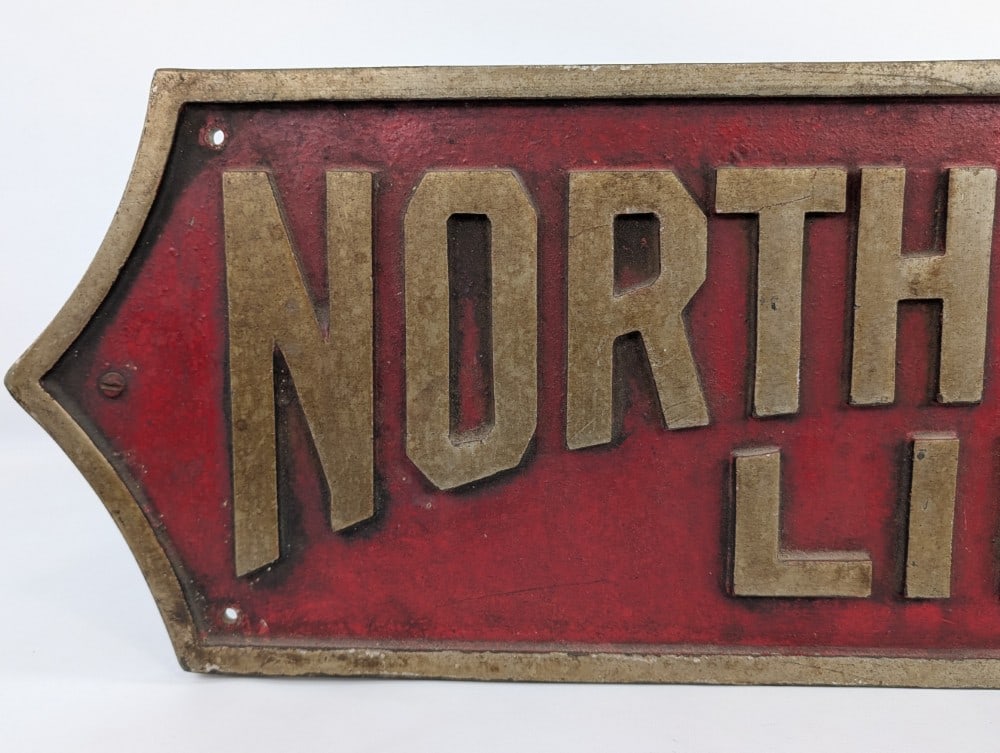3ft Vintage North Shore Line Railroad Cast Metal Sign / Chicago - 2