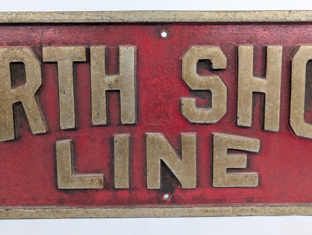 3ft Vintage North Shore Line Railroad Cast Metal Sign / Chicago - 3