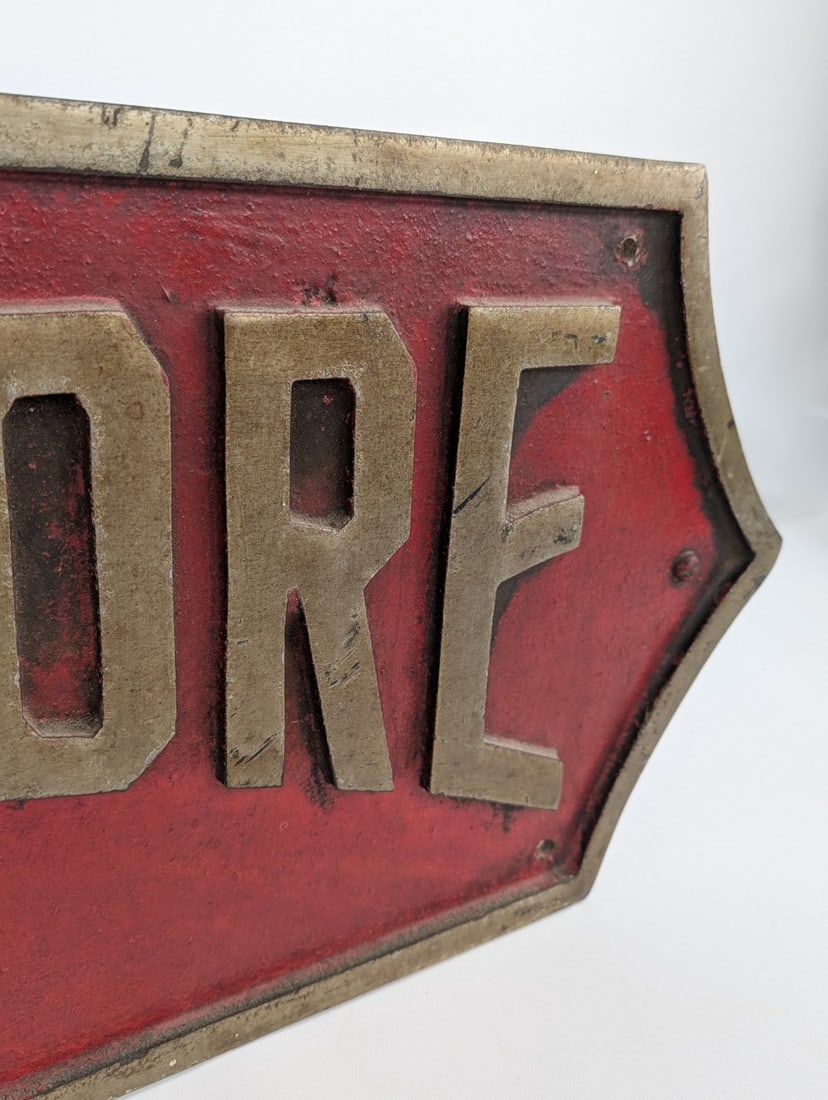 3ft Vintage North Shore Line Railroad Cast Metal Sign / Chicago - 9