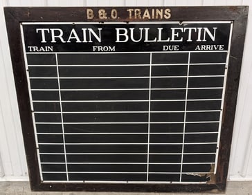 Large Early SSP B&O Railroad Baltimore & Ohio Train Bulletin Board Sign