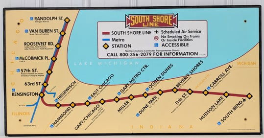 4ft South Shore Line Train Station Sign