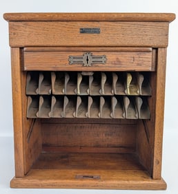 Vintage Poole Brothers Oak Railroad Station Ticket Cabinet