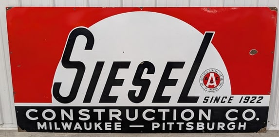 6ft Vintage SSP Siesel Construction Co. Pittsburgh Sign