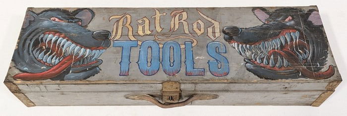 Custom Painted Rat Rod Tools Vintage Wood Tool Box