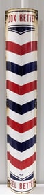 4ft Vintage SSP Marvy Convex Barber Pole Advertising Sign