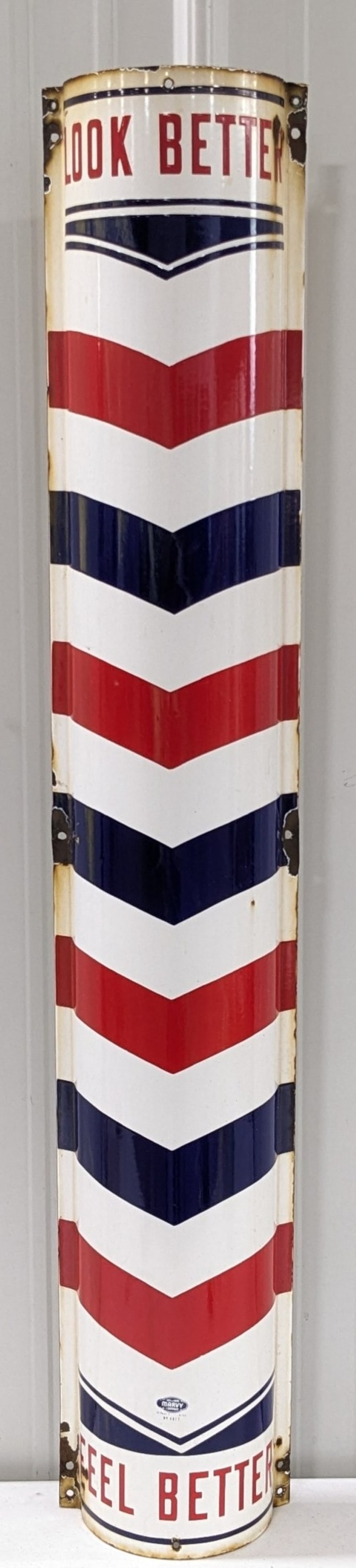 4ft Vintage SSP Marvy Convex Barber Pole Advertising Sign (1 of 14)