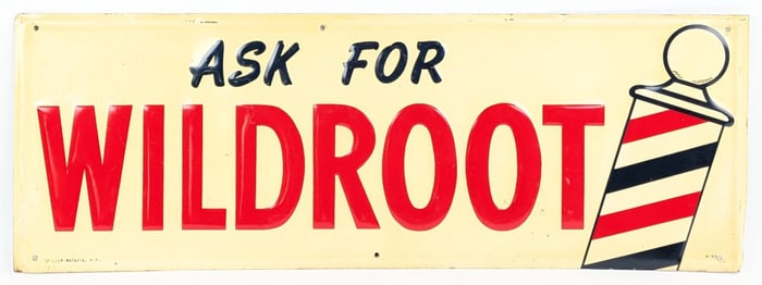 Vintage SST Embossed Wildroot Barber Shop Sign