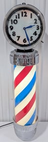 Rare Vintage Koken Clock Top Lighted Revolving Barbers Pole