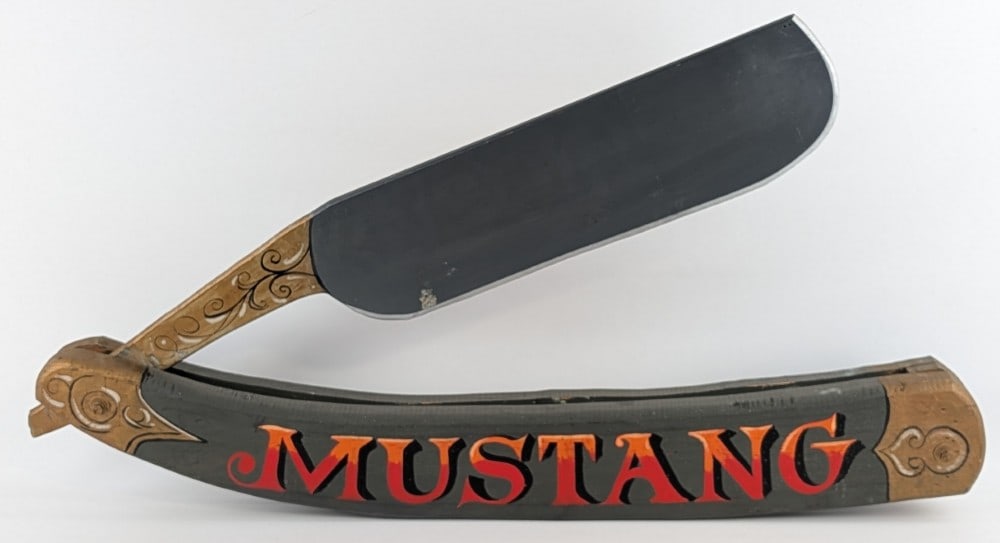 Large Wood Mustang Straight Razor Trade Sign (1 of 6)