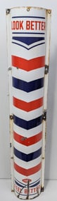 4ft Vintage SSP Marvy Convex Barber Pole Advertising Sign