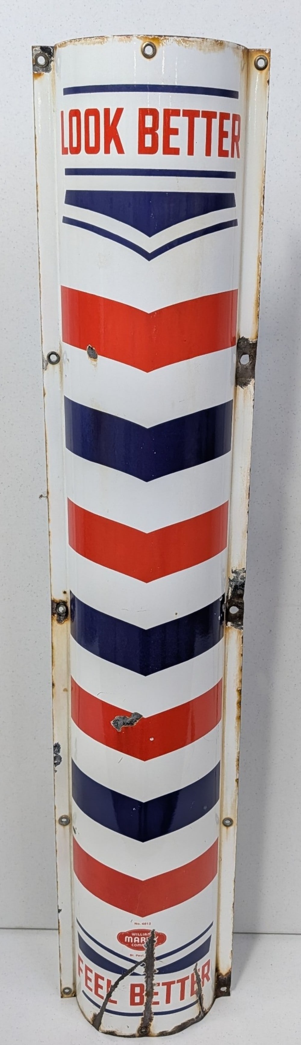 4ft Vintage SSP Marvy Convex Barber Pole Advertising Sign (1 of 9)