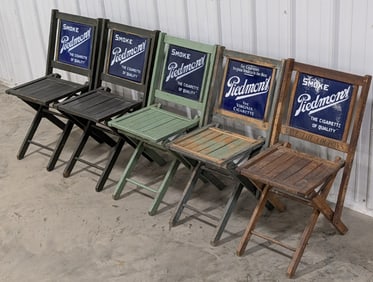 5) Early Piedmont Tobacco Chairs w/ DSP Signs