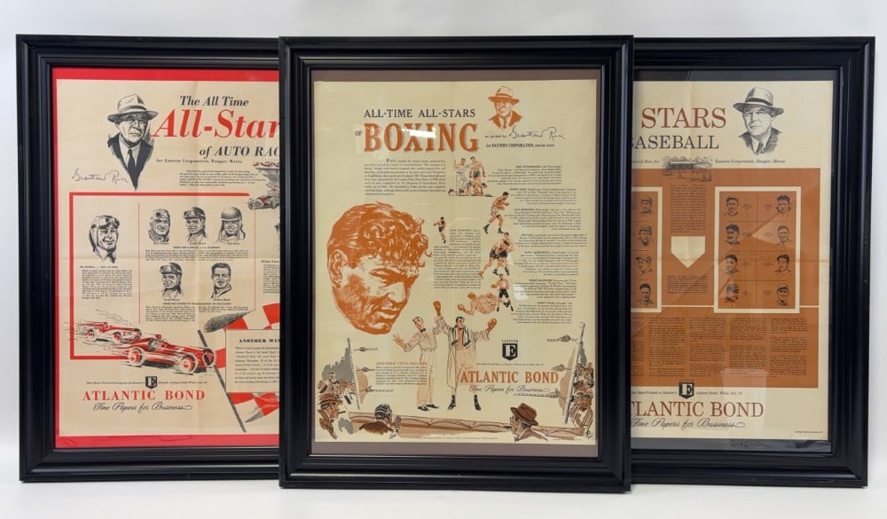 (3) All Stars Boxing, Racing, & Baseball Framed Advertisements (1 of 5)