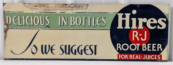 Vintage SST Hires Root Beer Embossed Advertising Sign